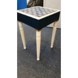 Occasional table with applied seagull design, in off white, navy and gold W: 39cm D: 39cm H: 62cm