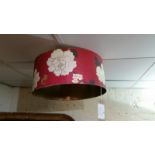 Large retro paper design floral drum light shade 22cm deep, 50cm diameter