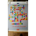European Commission poster promoting language translation services 84 x 59.5 cm. This may be tube