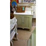 *Solid Mango wood washstand or kitchen cupboard. Hand painted cream colour, lightly distressed