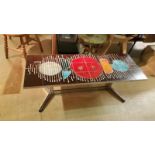 Adri of Belgium retro tile topped table in beautiful condition, abstract design, with classic