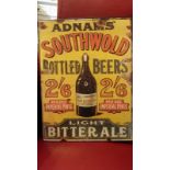 *Retro metal repro' sign depicting Adnams Southwold beer, measures approx 26 x 35 cm *this will have