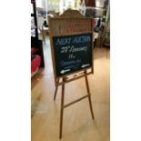 Vintage childs blackboard with small abacus rail, easel stand