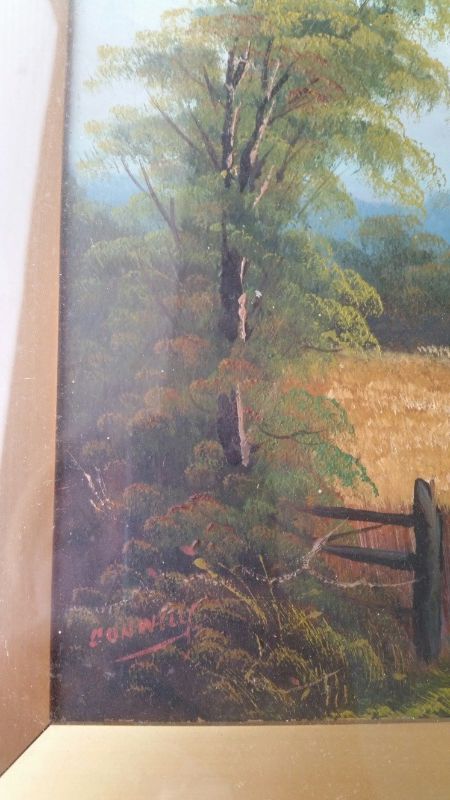 English School early 20th century oil. Country fields scene, signed lower left (Conwelly?). Back - Image 3 of 10