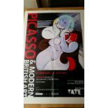 Picasso & Modern British Art art exhibition poster at the Tate Gallery, printed 2011. Features