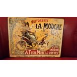 *Repro' metal sign for La Mouche cars, approx 20cm x 30 cm *this item will have VAT added to the