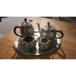 Art Deco style Pewter tea set.