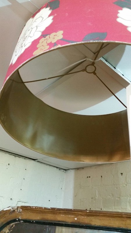 Large retro paper design floral drum light shade 22cm deep, 50cm diameter - Image 4 of 4