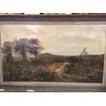 English School, 19th century, figures in open landscape, oil on canvas 105 x 60 cm (frame 124 x 79