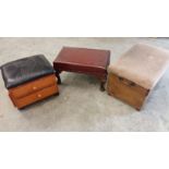 Collection of 3 footstools, various ages and conditions. 2 with storage
