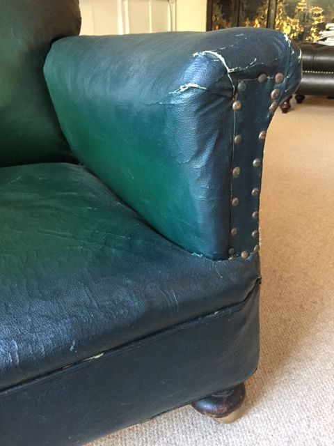 Vintage club chair (rexine) , in green, on castors - Image 4 of 4