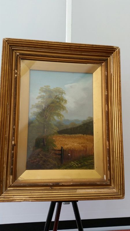 English School early 20th century oil. Country fields scene, signed lower left (Conwelly?). Back - Image 8 of 10