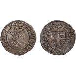 BRITISH COINS, Henry VIII, second coinage, halfgroat, Canterbury, Archbishop Warham, mm. cross