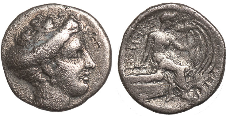 ANCIENT COINS, GREEK COINS, Euboia, Histiaia (mid 4th century BC), silver tetrobol, head r., rev.