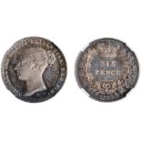 Victoria, proof sixpence, 1839, young head l., rev. value within wreath, plain edge (S.3908; ESC.