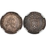 † France, Louis XIII, 1/12 écu, 1643A, rose, laur. and draped bust r., rev. crowned shield of