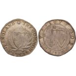 Commonwealth, halfcrown, mm. sun, 1656, English shield of arms within wreath, rev. conjoined