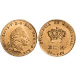 Denmark, Frederik V, 12 mark, 1759 VH W, bare head r., rev. crown above value and date (KM.587.3;