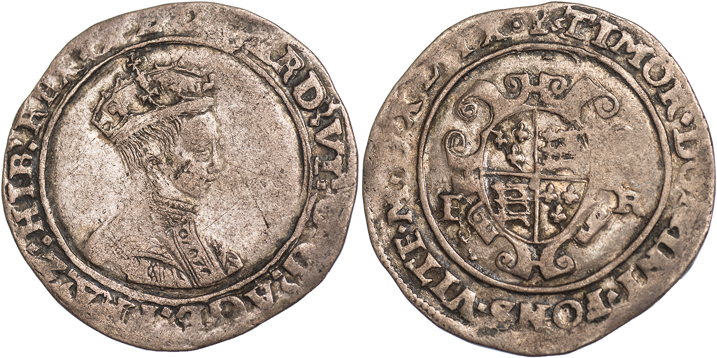 Edward VI, second period, shilling, 1549, Southwark, mm. Y, crowned bust 5 to r., rev. garnished,