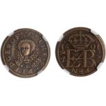 Elizabeth I, pattern penny pledge, 1601, in copper, crowned bust of the queen, three-quarters l., in