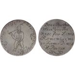 Thomas Poulton, a Georgian penny, smoothed and engraved both sides, standing figure, shackled from