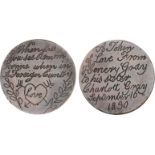 Henry Gray, a Georgian penny, smoothed and engraved with legend both sides: ‘A Token of Love From
