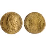 † George II, two guineas, 1753, old laur. head l., rev. crowned shield of arms (S.3669; Schneider