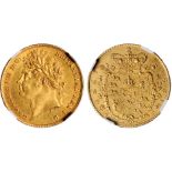 G George IV, half sovereign, 1821, laur. head l., rev. ornately garnished crowned shield (S.3802),