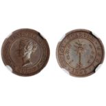 Ceylon, Victoria, copper proof ¼ cent, 1892, head to l. within circle, rev. palm tree, plain edge (