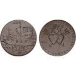 John Archer and the Convict Hulk Censor, a Georgian halfpenny, smoothed and engraved both sides, a