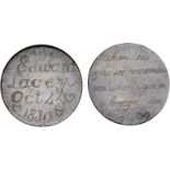 Edward Lacey, a Georgian penny, the obverse smoothed and engraved with pin-pricked legend: ‘A Wite –