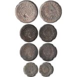 Burma, Mindon, (CS 1214-1240 / 1853-1878) silver 5 mu (1½ rupee); mat (¼ rupee) (2); and mu (⅟10