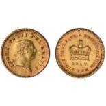 George III, third guinea, 1810, laur. head r., rev. crown, date below (S.3740), two small digs on