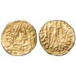 Early Anglo-Saxon coinage, Uncertain pseudo-imperial type (AD 500-580), gold thrymsa, uncertain mint