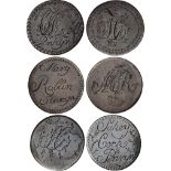 Places, Penryn, Cornwall, Georgian halfpennies (3), smoothed and engraved both sides: Mary