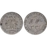 J. Potter, a George III ‘Cartwheel’ penny, smoothed and engraved both sides, LET NOT ABSENCE