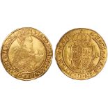 † James I, second coinage, unite, mm. rose (1605-1606), crowned second bust r., holding orb and