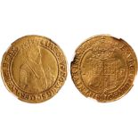 † James I, first coinage, sovereign, mm. thistle (1603-04), crowned half-length portrait of king r.,