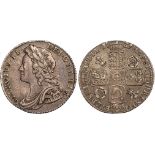 George II, sixpence, 1731, roses and plumes, young laur. and dr. bust l., rev. crowned cruciform