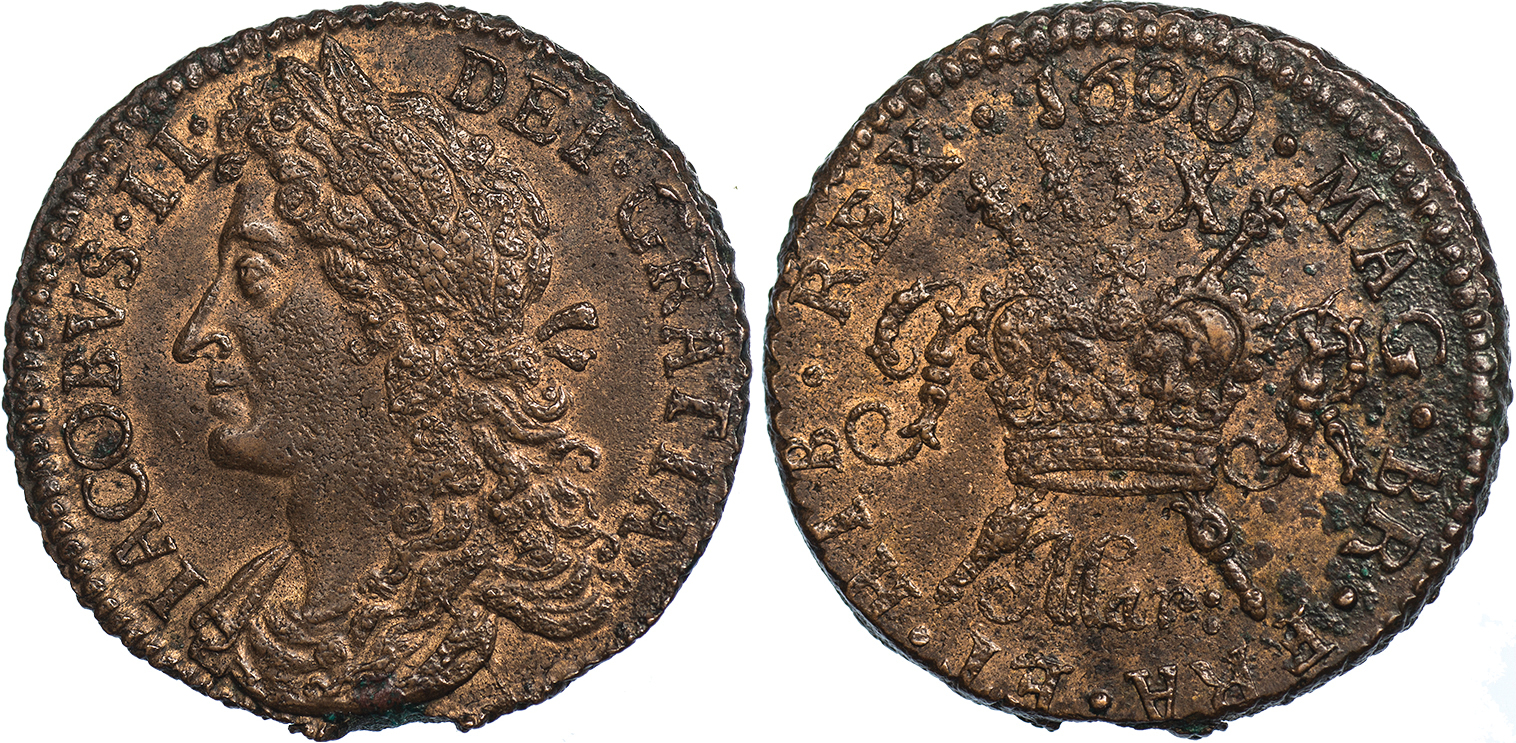Ireland, James II, Civil War Coinage, ‘gunmoney’ halfcrown, March 1690, laur. head l., rev. crown