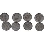 Love, Georgian halfpennies (4), smoothed and engraved both sides: a girl stands, dressed as a