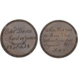 Edward Davies, a Georgian penny, the obverse smoothed and engraved with legend ‘Edwd Davies Aged