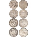 Births, George II silver shillings (2), the reverses smoothed and engraved ‘WM KELSEY Born on