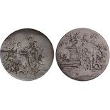 Couples, a Georgian halfpenny, smoothed and engraved both sides, a handsome couple, she seated, he