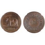 Ceylon, British Administration, copper 1/48 rupee/rixdollar, 1804, legend CEYLON GOVERNMENT in inner