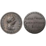 Elijah Swainson, a George III penny, 1806, the reverse smoothed and engraved: ELIJAH SWAINSON CAST