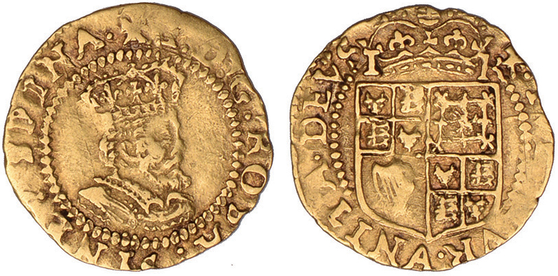 James I, second coinage, gold halfcrown, mm. plain cross (1618-1619), crowned fifth bust r., rev.