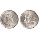 Australia, Edward VII, shilling, 1910, crowned bust r., rev. shield of arms with supporters (KM.20),