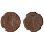 Ceylon, Victoria, copper proof ¼ cent, 1870, head to l. within circle, rev. palm tree, plain edge (