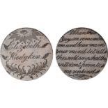 Elizabeth Hodgkin, a Georgian penny, smoothed and engraved with legend both sides, all-seeing eye